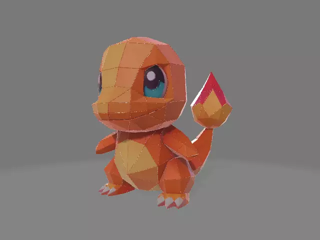 Low Poly Charmander Figurine 3D print model_2