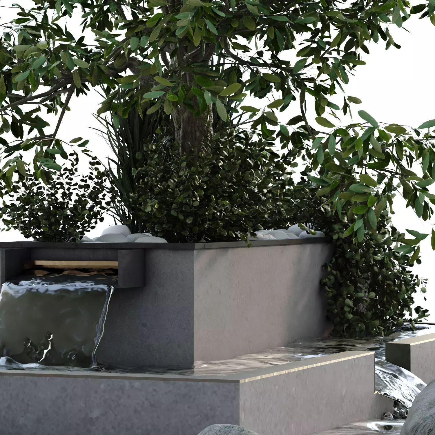 Landscape waterfall and plant set 650 3D model_3