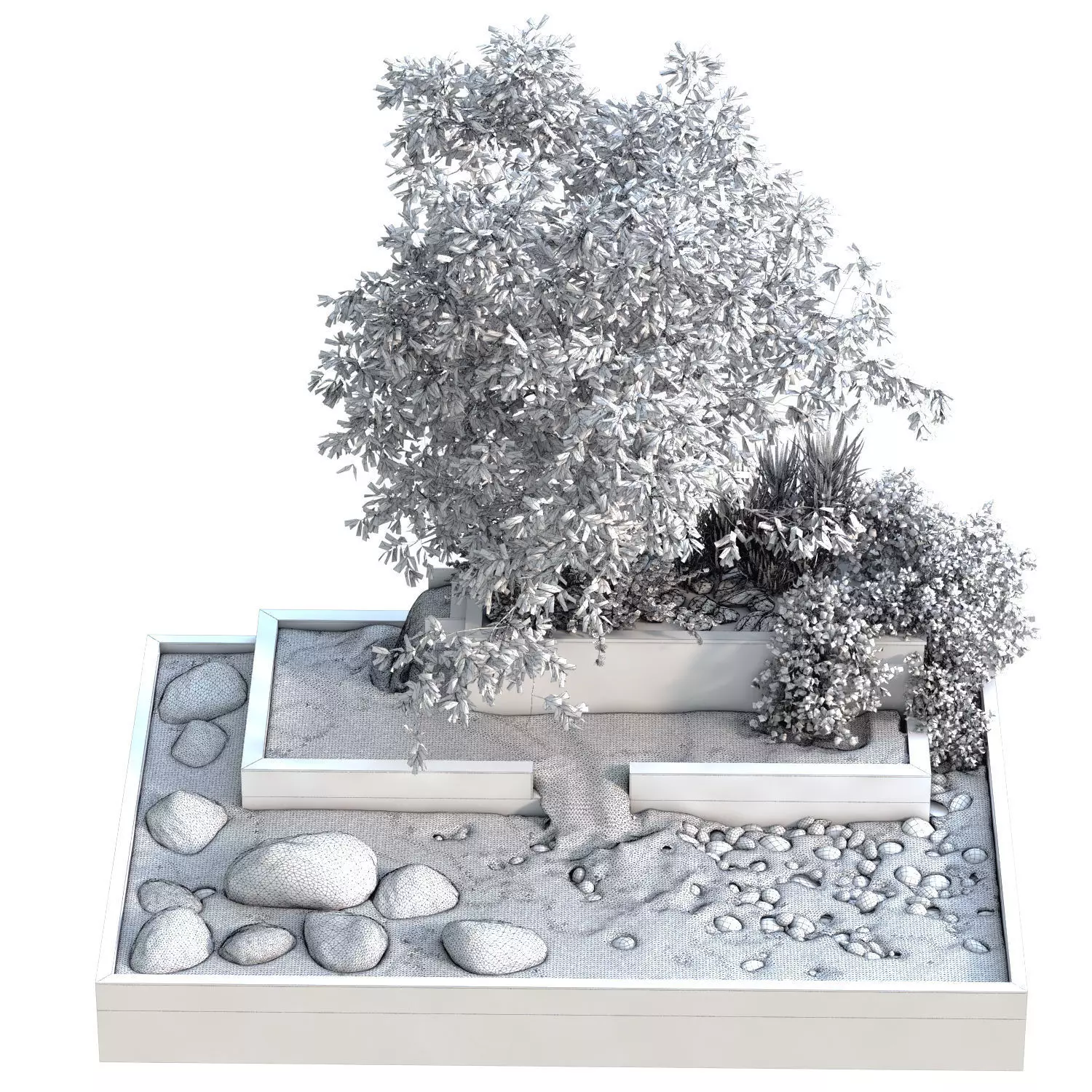 Landscape waterfall and plant set 650 3D model_5