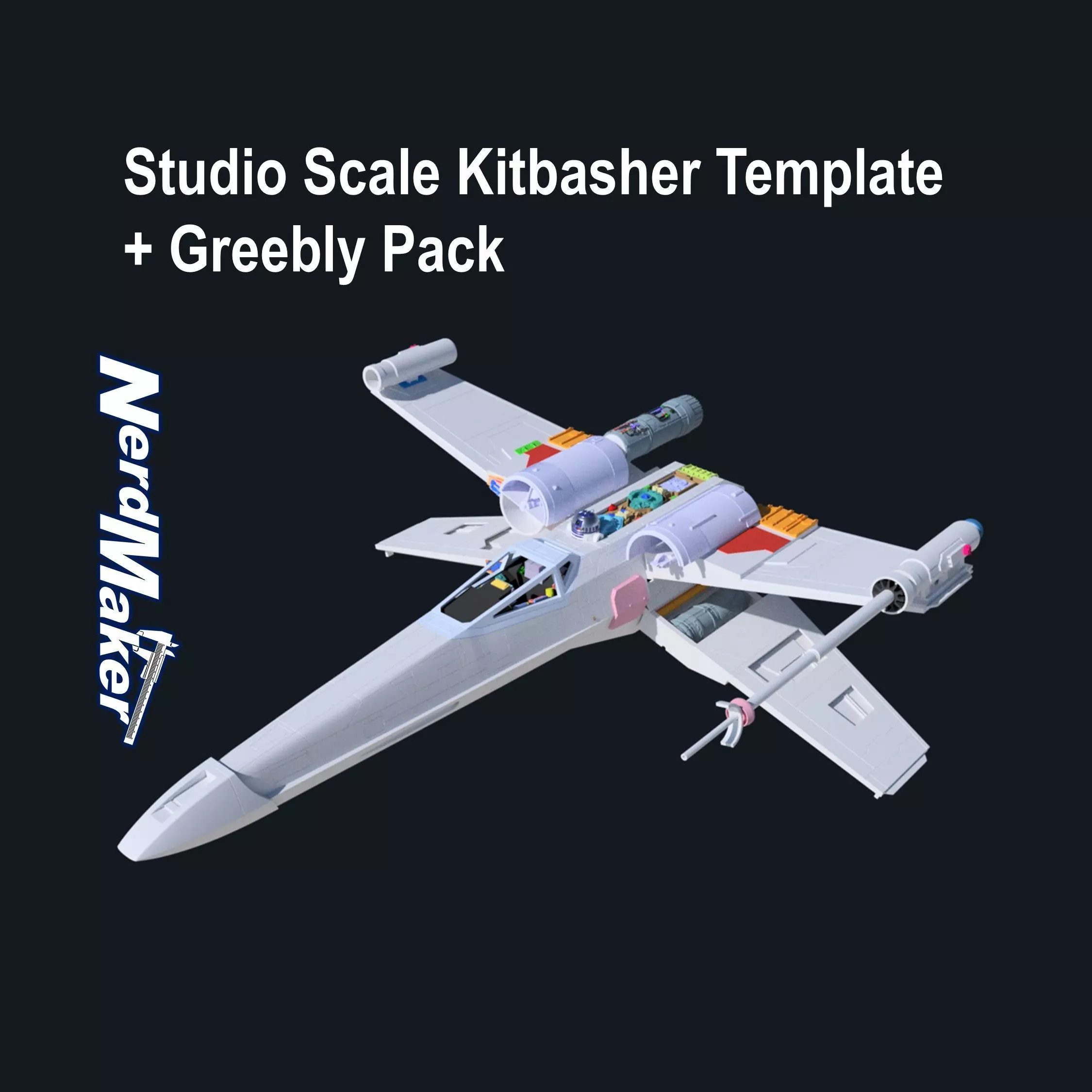 Studio Scale Model-X Kitbasher Template with Greebly Pack 3D print model