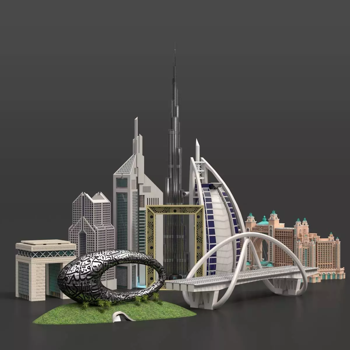Dubai Landmark 3D Bundle Modern and Iconic Architecture 3D Model Collection_0