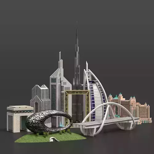 Dubai Landmark 3D Bundle Modern and Iconic Architecture 3D Model Collection