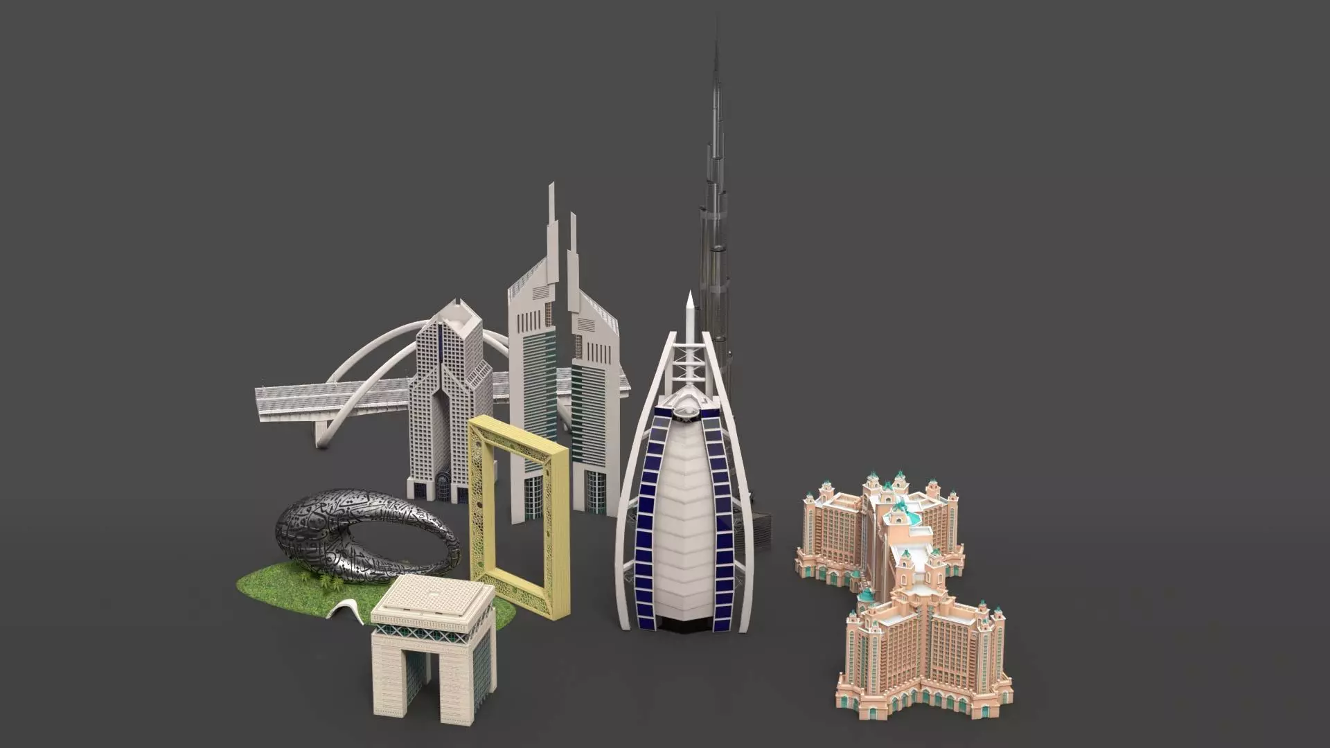 Dubai Landmark 3D Bundle Modern and Iconic Architecture 3D Model Collection_4