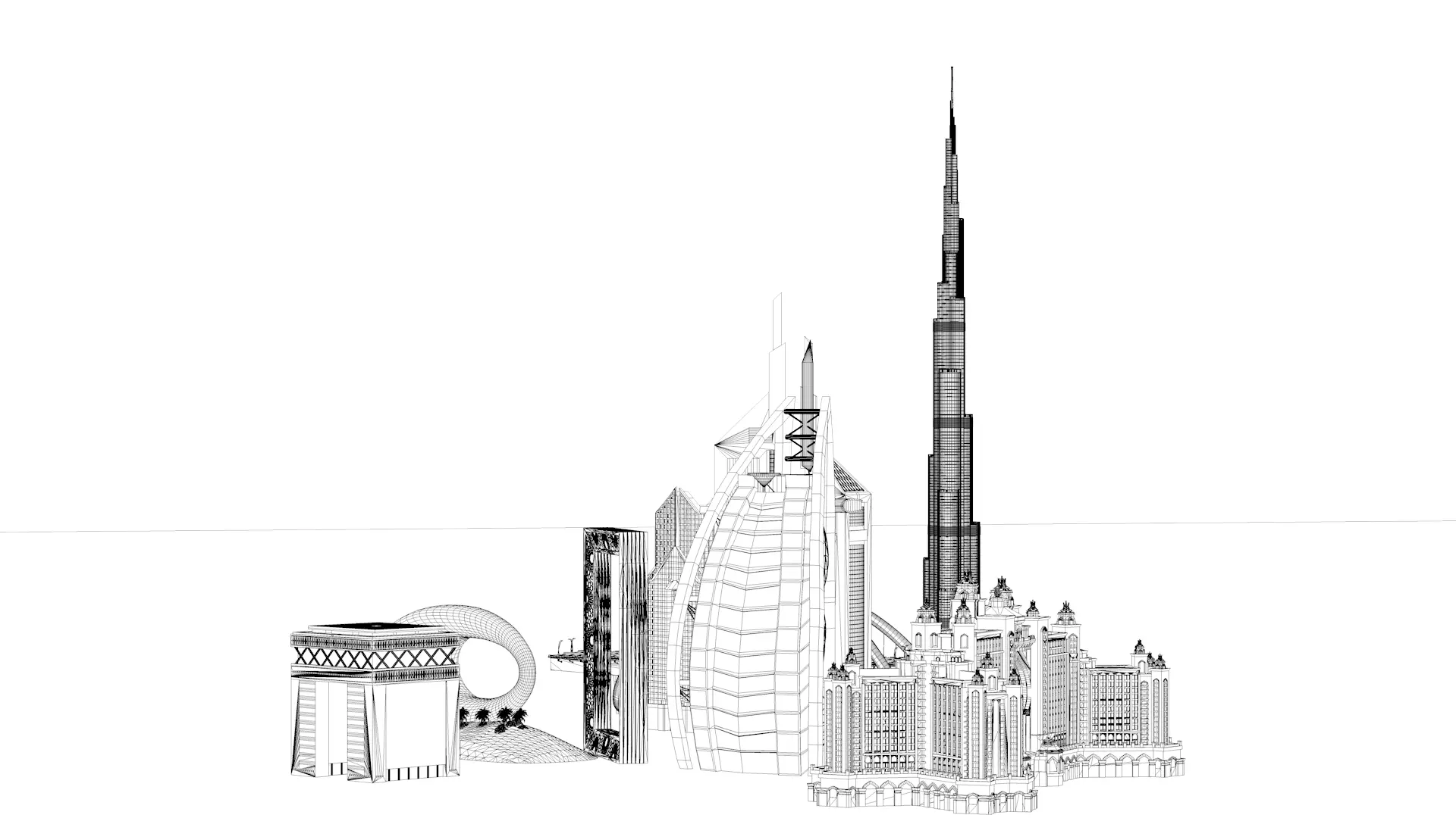 Dubai Landmark 3D Bundle Modern and Iconic Architecture 3D Model Collection_7
