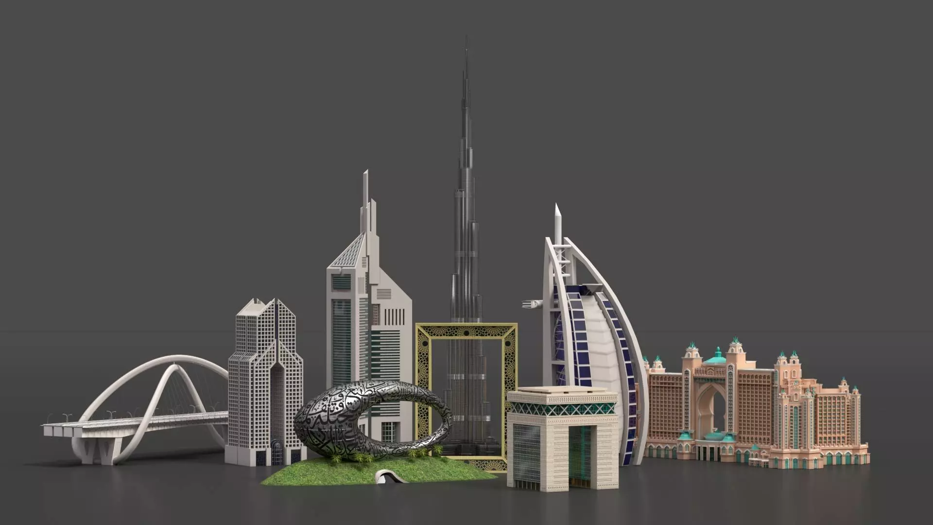 Dubai Landmark 3D Bundle Modern and Iconic Architecture 3D Model Collection_2