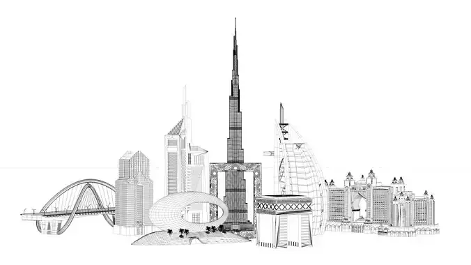 Dubai Landmark 3D Bundle Modern and Iconic Architecture 3D Model Pack 7