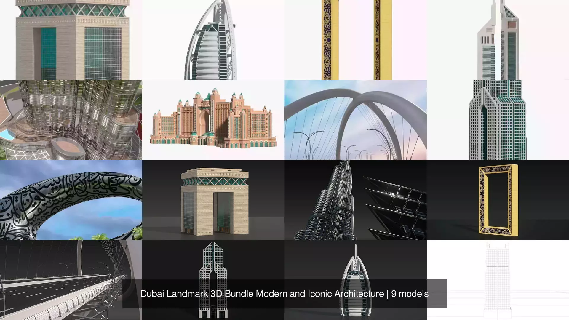 Dubai Landmark 3D Bundle Modern and Iconic Architecture 3D Model Collection_1