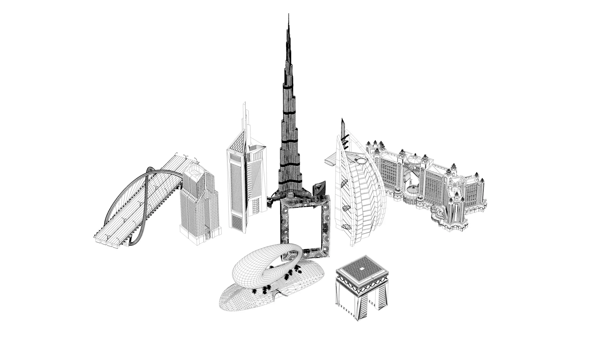 Dubai Landmark 3D Bundle Modern and Iconic Architecture 3D Model Collection_5