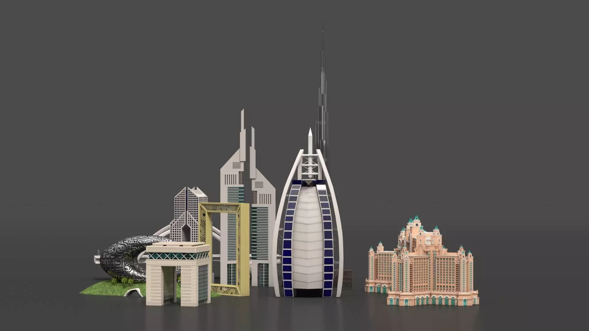 Dubai Landmark 3D Bundle Modern and Iconic Architecture 3D Model Collection_3