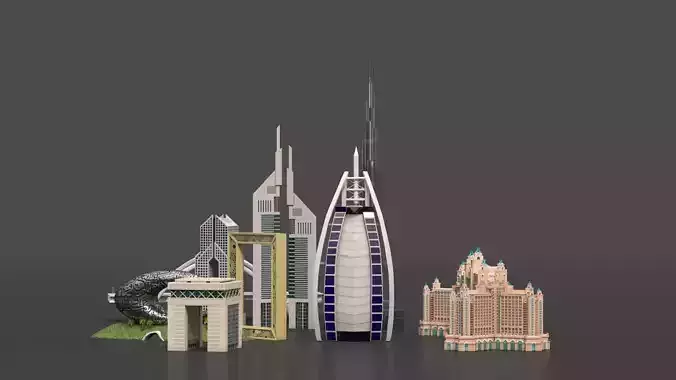 Dubai Landmark 3D Bundle Modern and Iconic Architecture 3D Model Pack 4