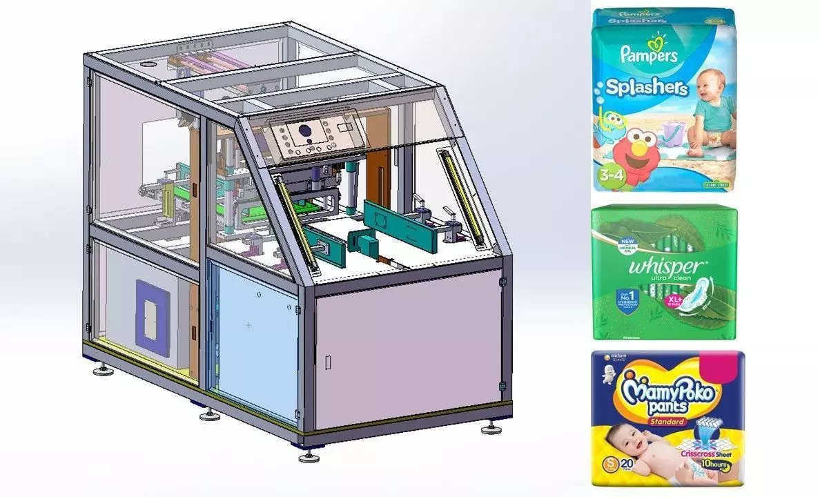 Fully Automatic Diaper and Sanitary Pad Packaging Machine 3D model_0
