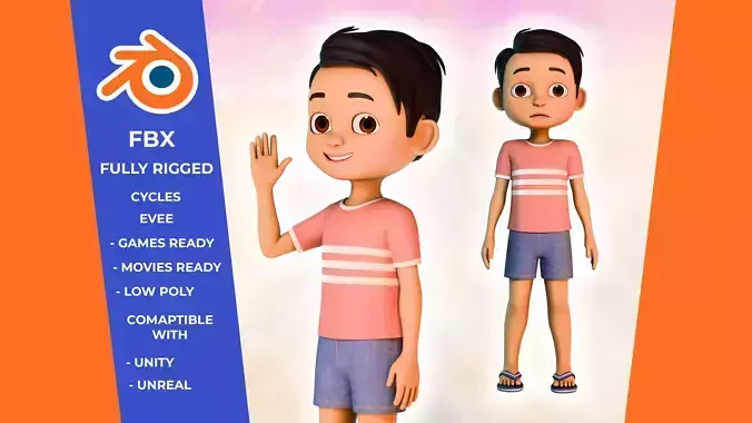 Cute Kid Character Rigged 
