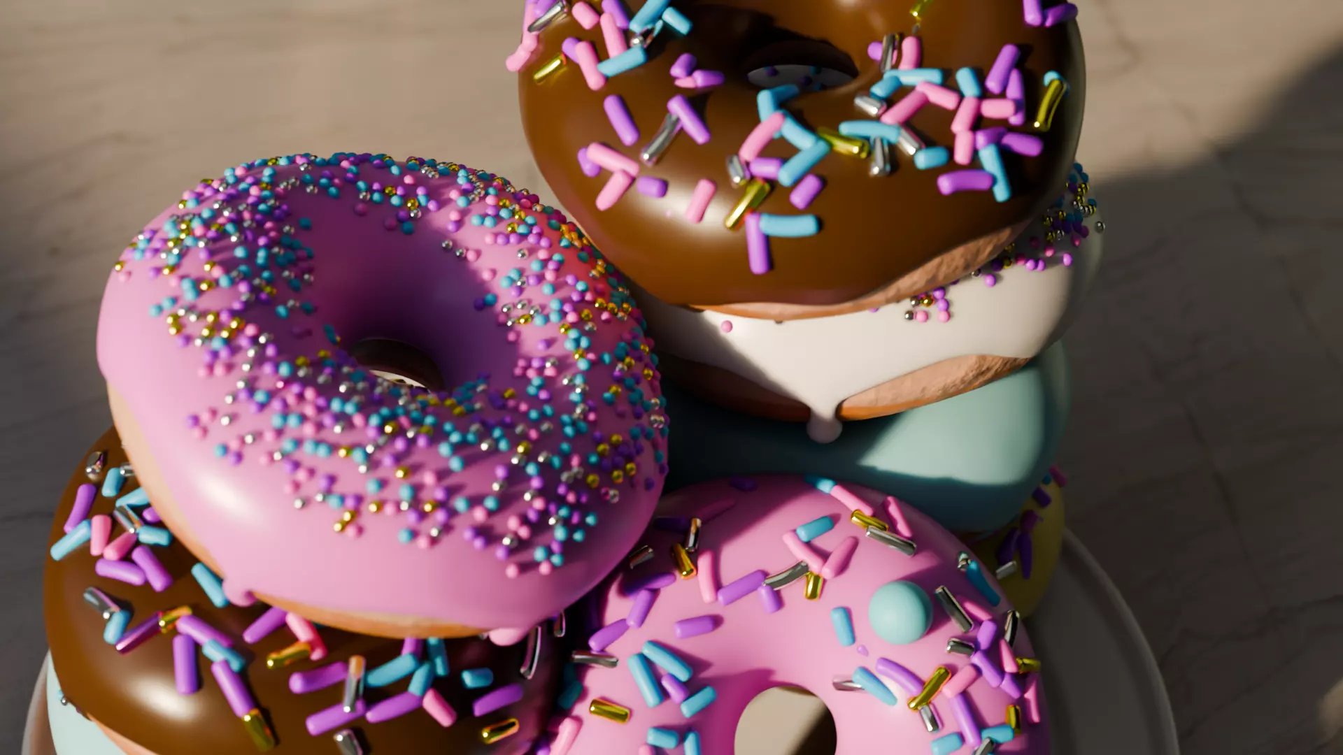 Realistic Animated Donut Kitchen scene - with 8 donuts 3D model_4