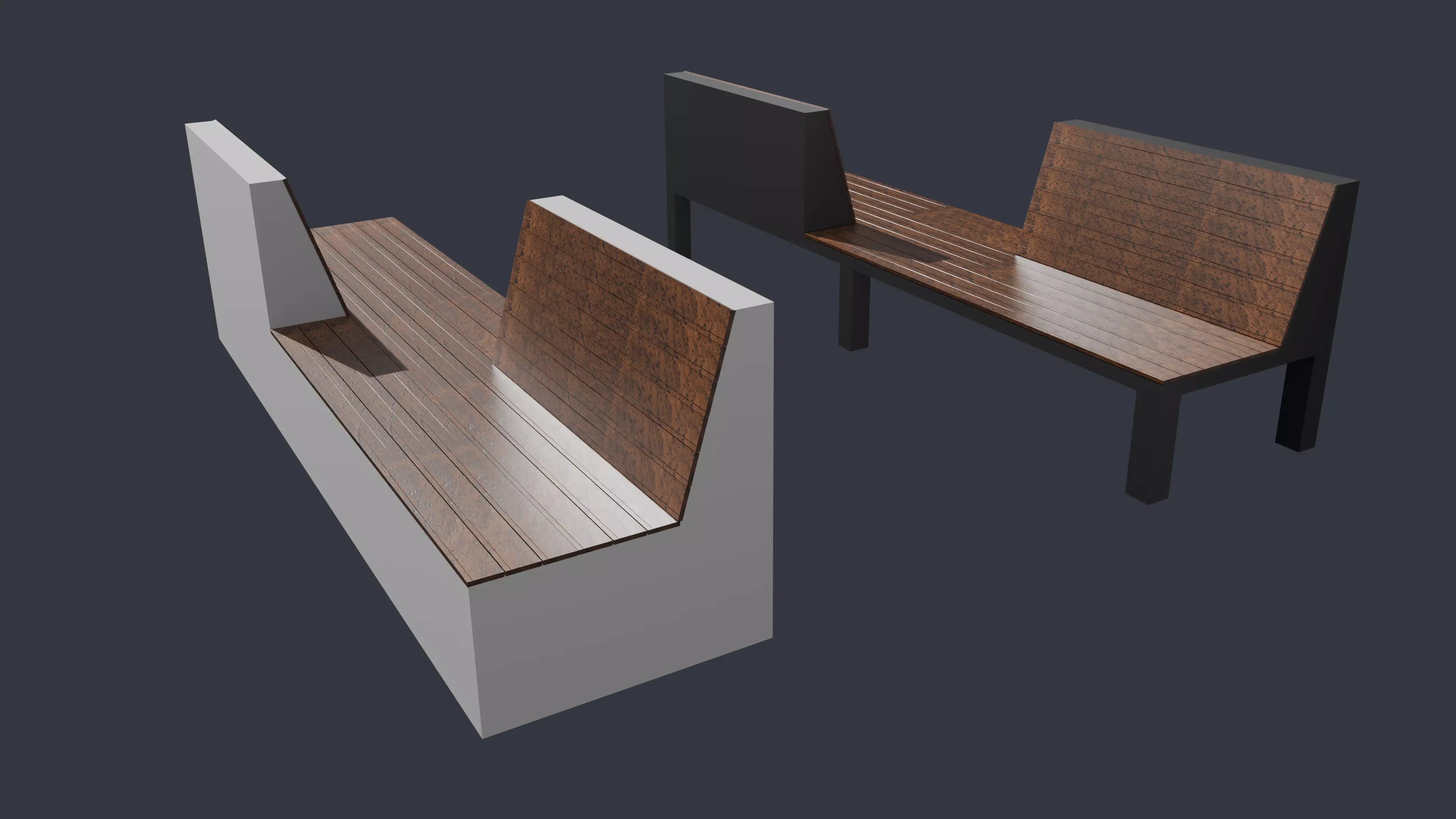 Outdoor park long chairs 3D model