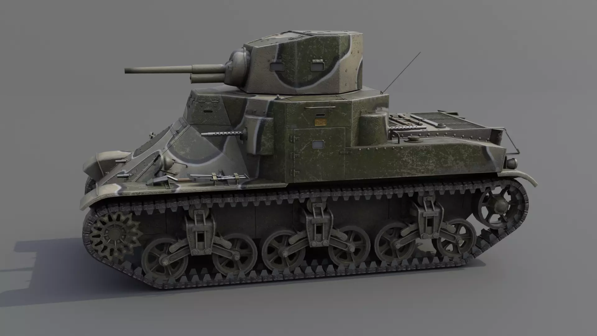 M2A1 Medium Tank Low-poly 3D model_23