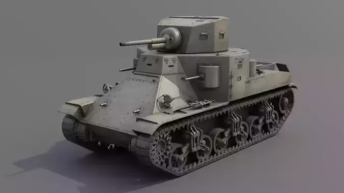 M2A1 Medium Tank Low-poly 3D model