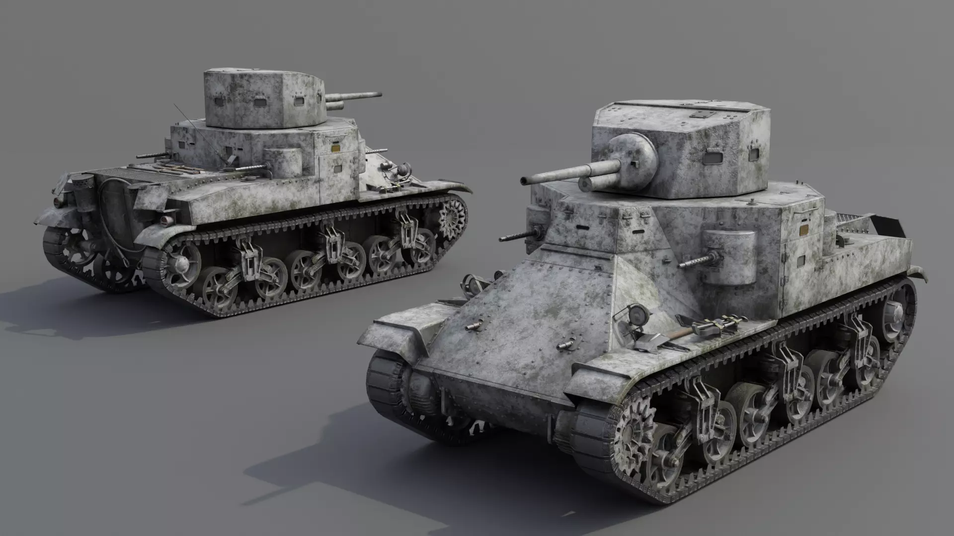 M2A1 Medium Tank Low-poly 3D model_8