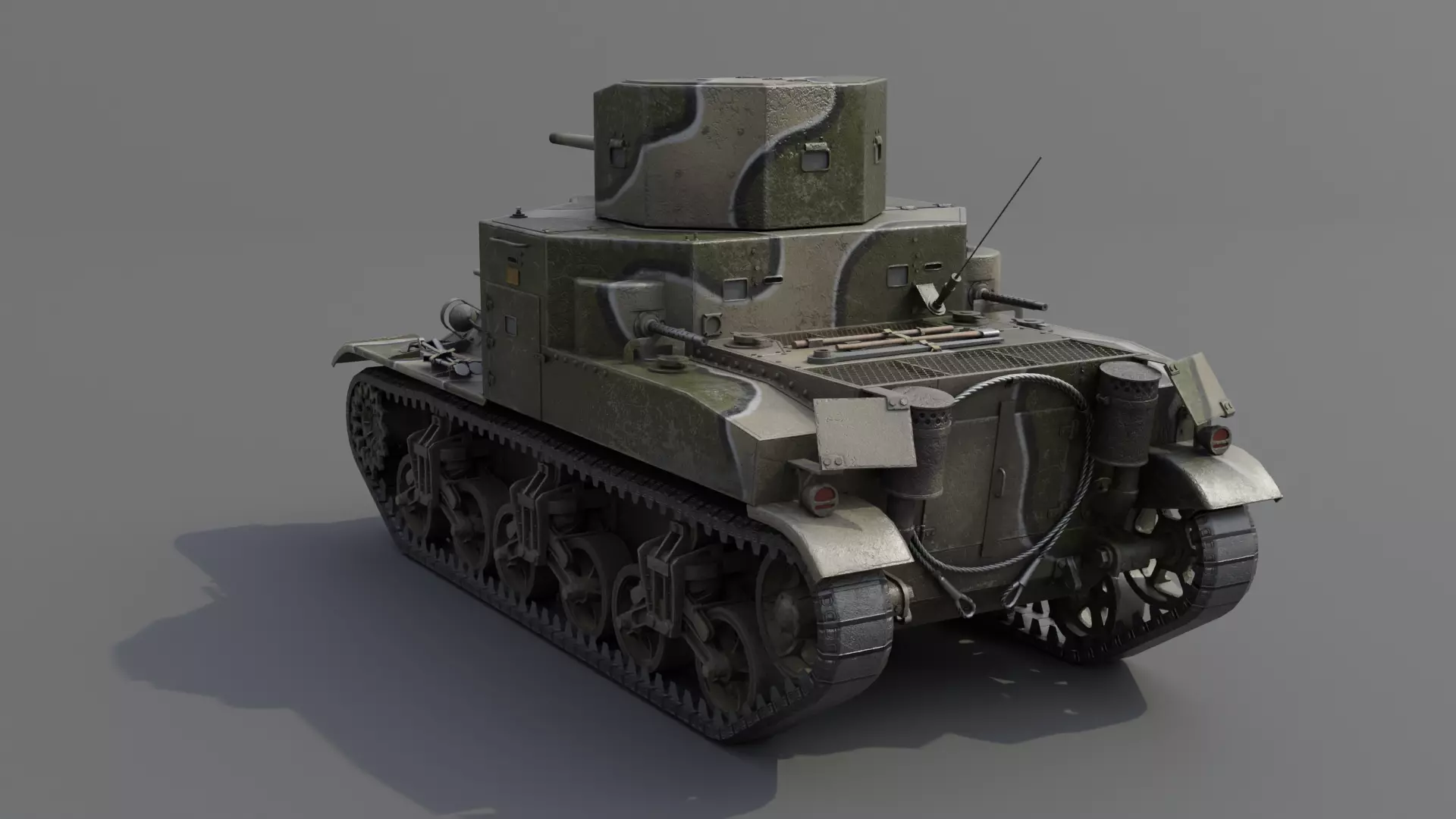 M2A1 Medium Tank Low-poly 3D model_21