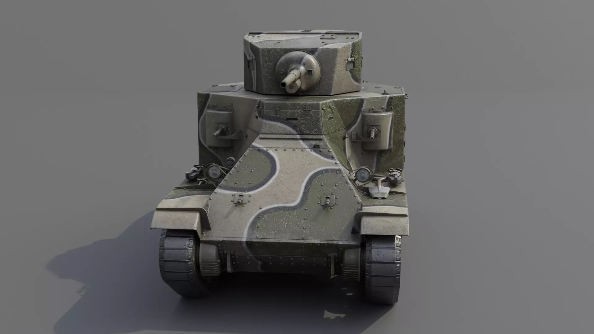 M2A1 Medium Tank Low-poly 3D model_15