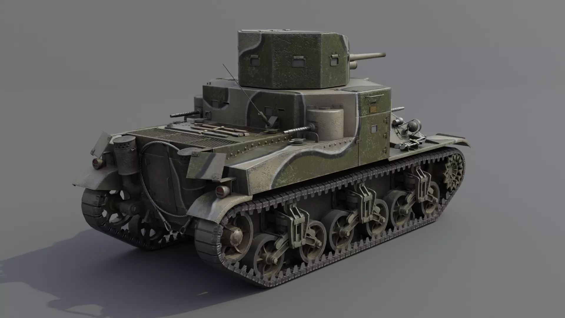 M2A1 Medium Tank Low-poly 3D model_19