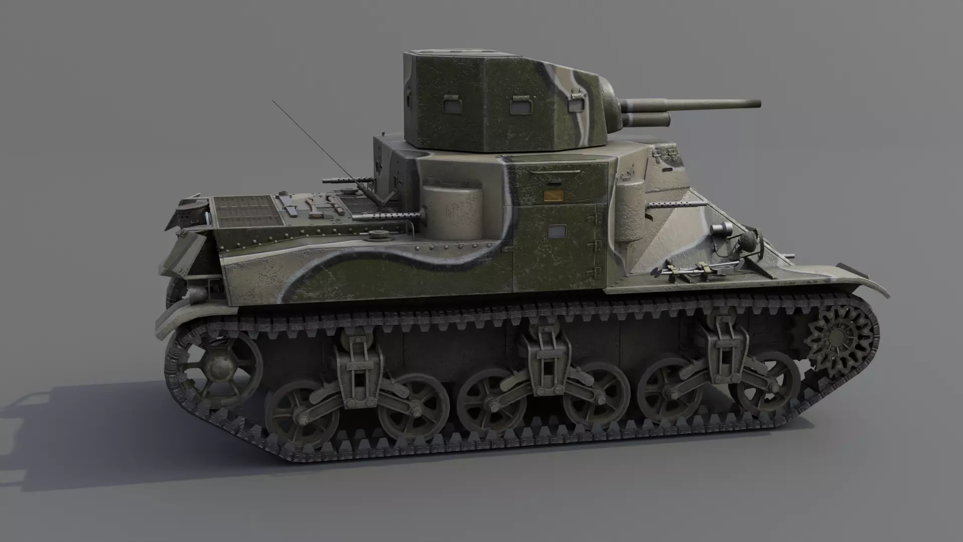 M2A1 Medium Tank Low-poly 3D model_18