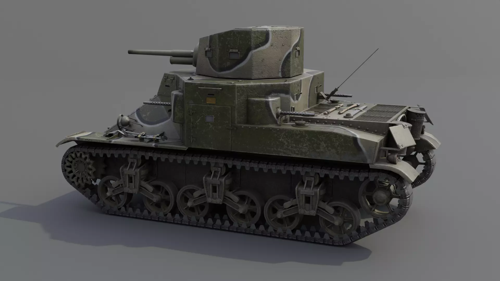 M2A1 Medium Tank Low-poly 3D model_22