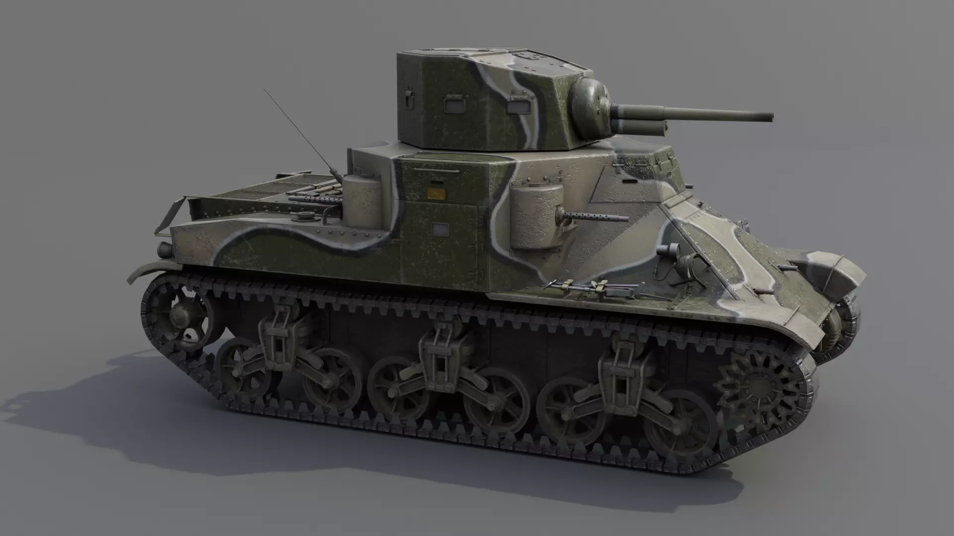 M2A1 Medium Tank Low-poly 3D model_17
