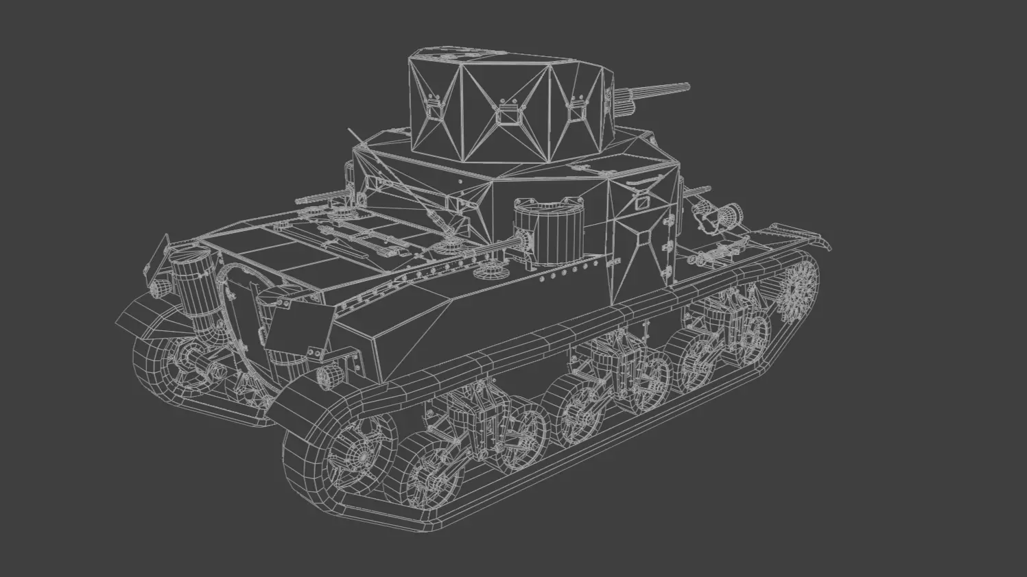 M2A1 Medium Tank Low-poly 3D model_12