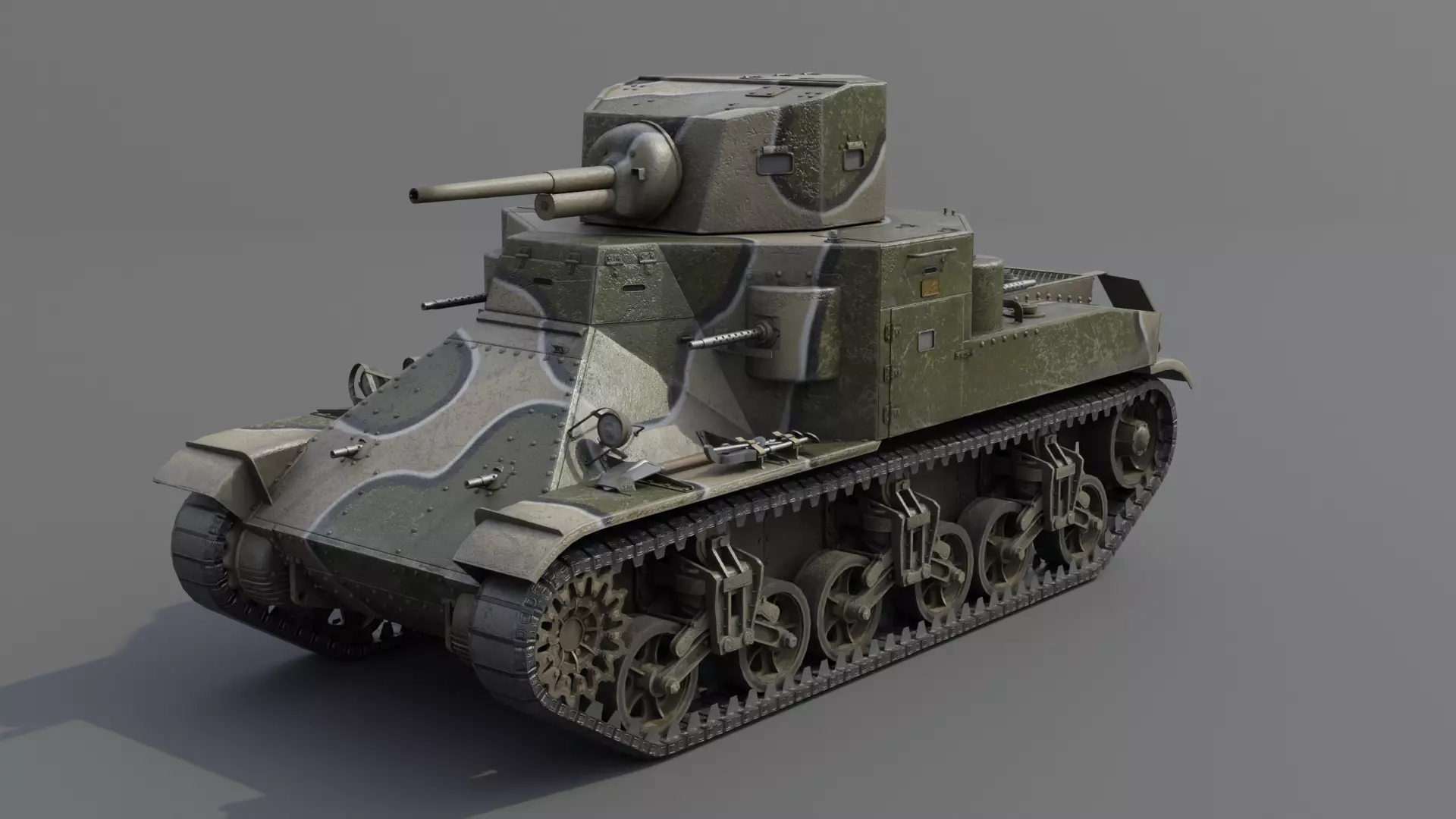 M2A1 Medium Tank Low-poly 3D model_24