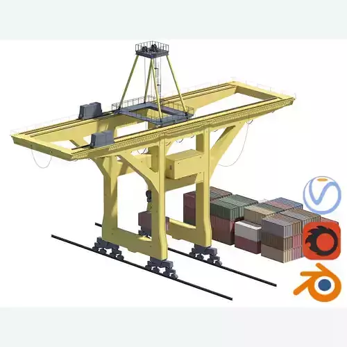 Port Crane and Container Loading Environment 3D model