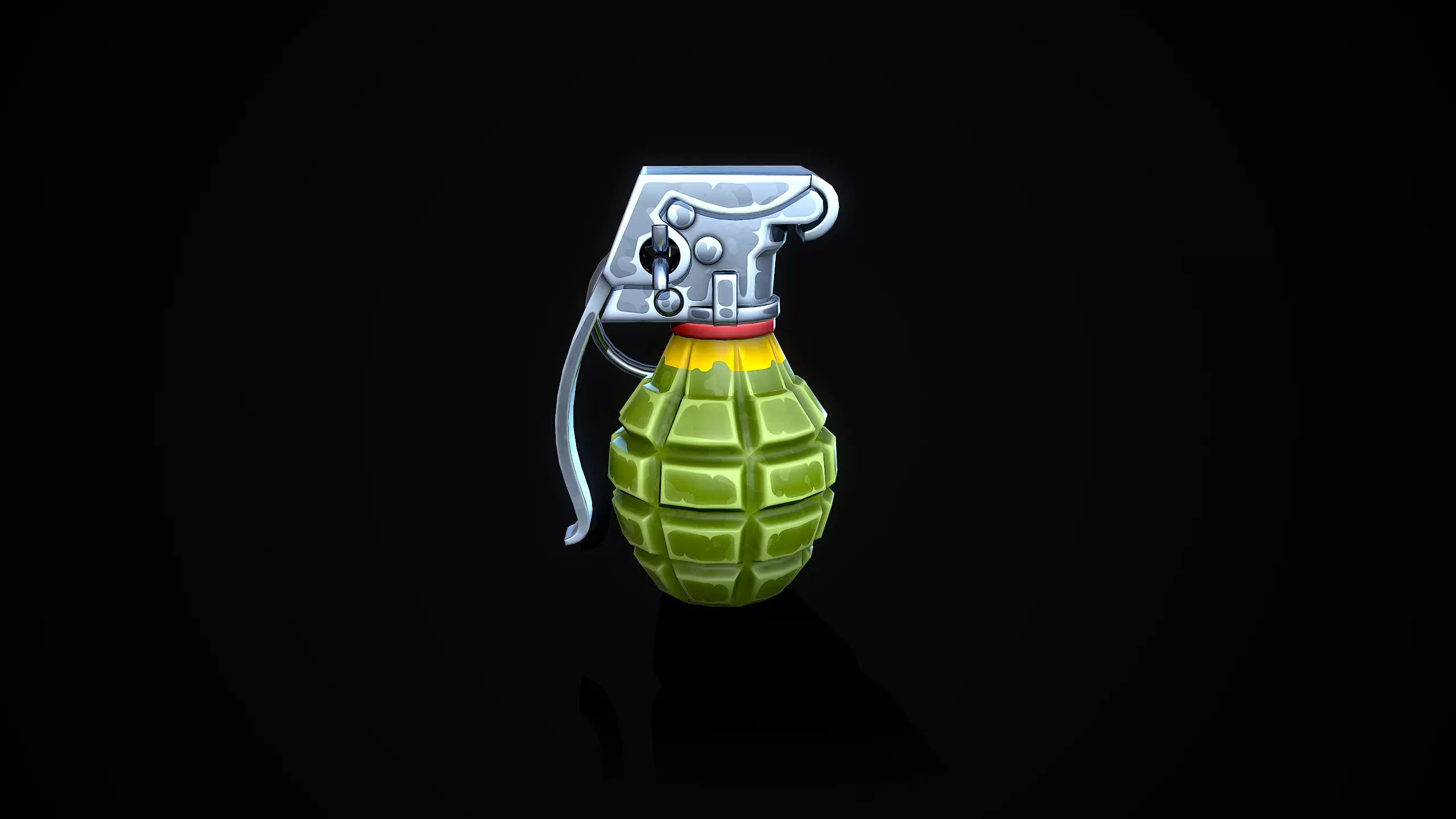 Stylized Frag Grenade Low-poly 3D model_6