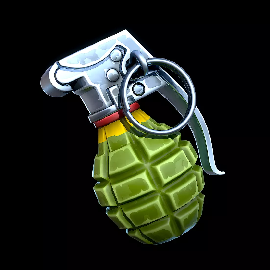 Stylized Frag Grenade Low-poly 3D model_0