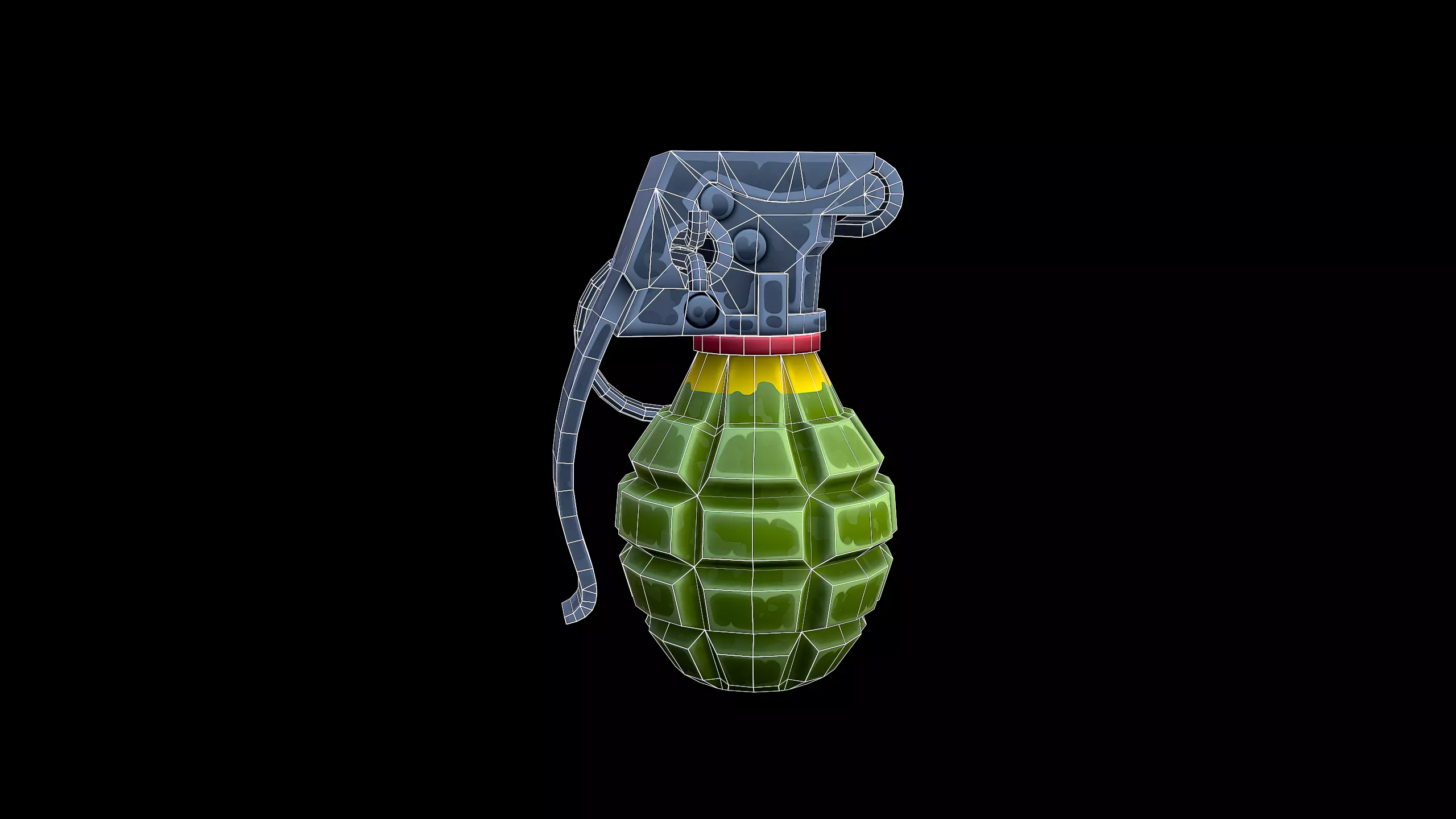 Stylized Frag Grenade Low-poly 3D model_10