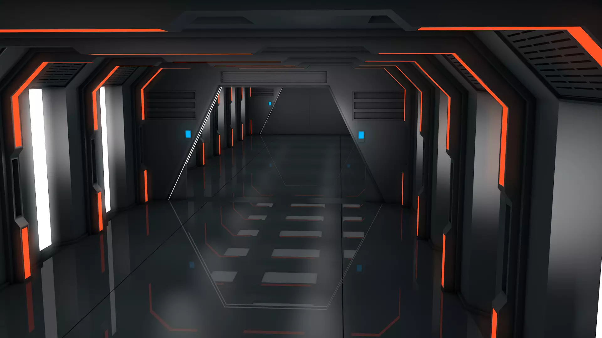 Low Poly Sci Fi Corridor  3D model_5