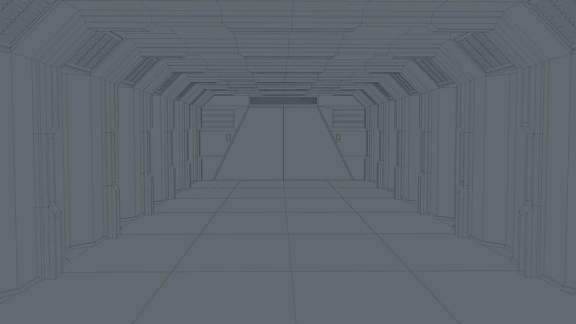 Low Poly Sci Fi Corridor  3D model_9