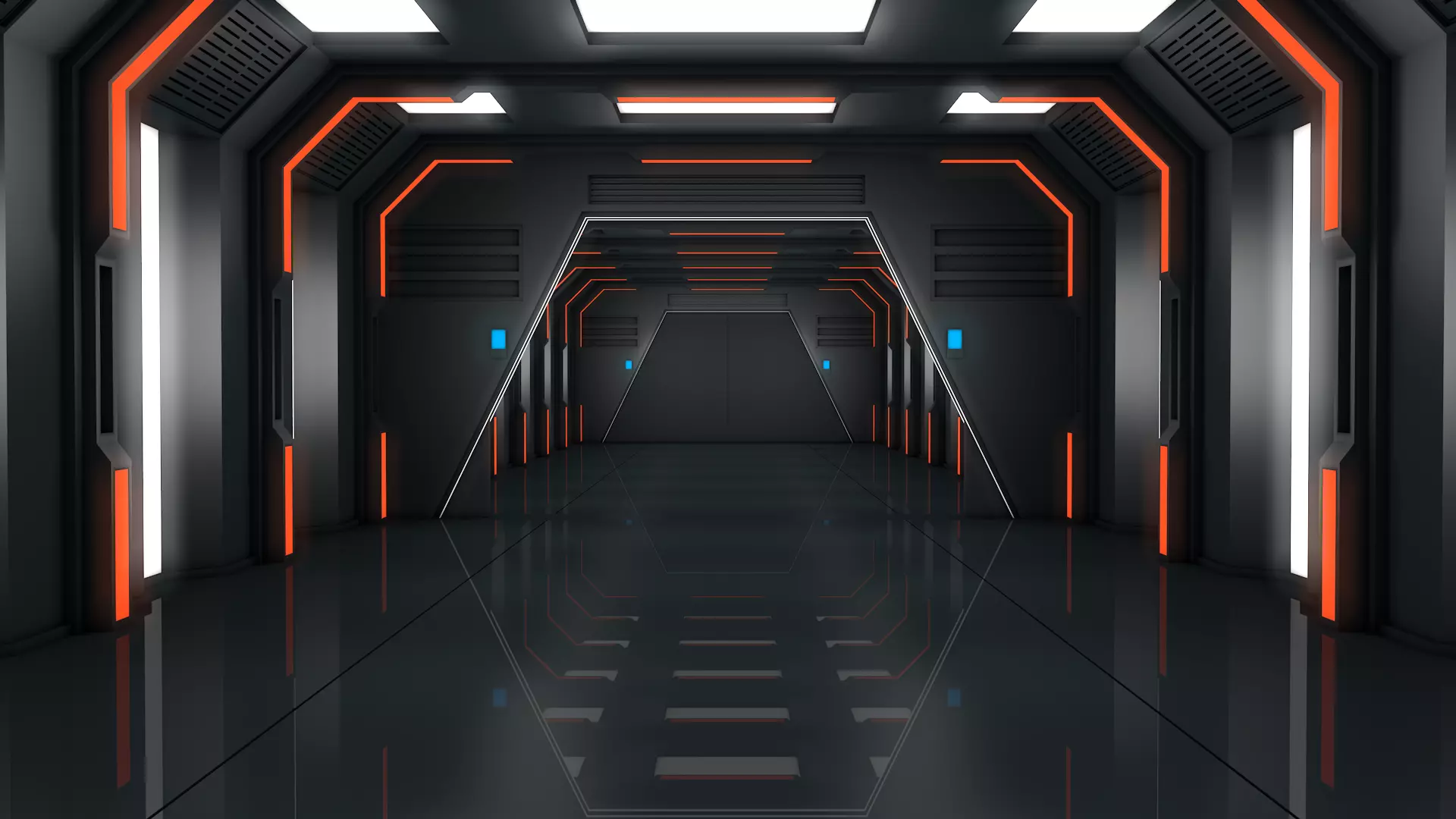 Low Poly Sci Fi Corridor  3D model_1
