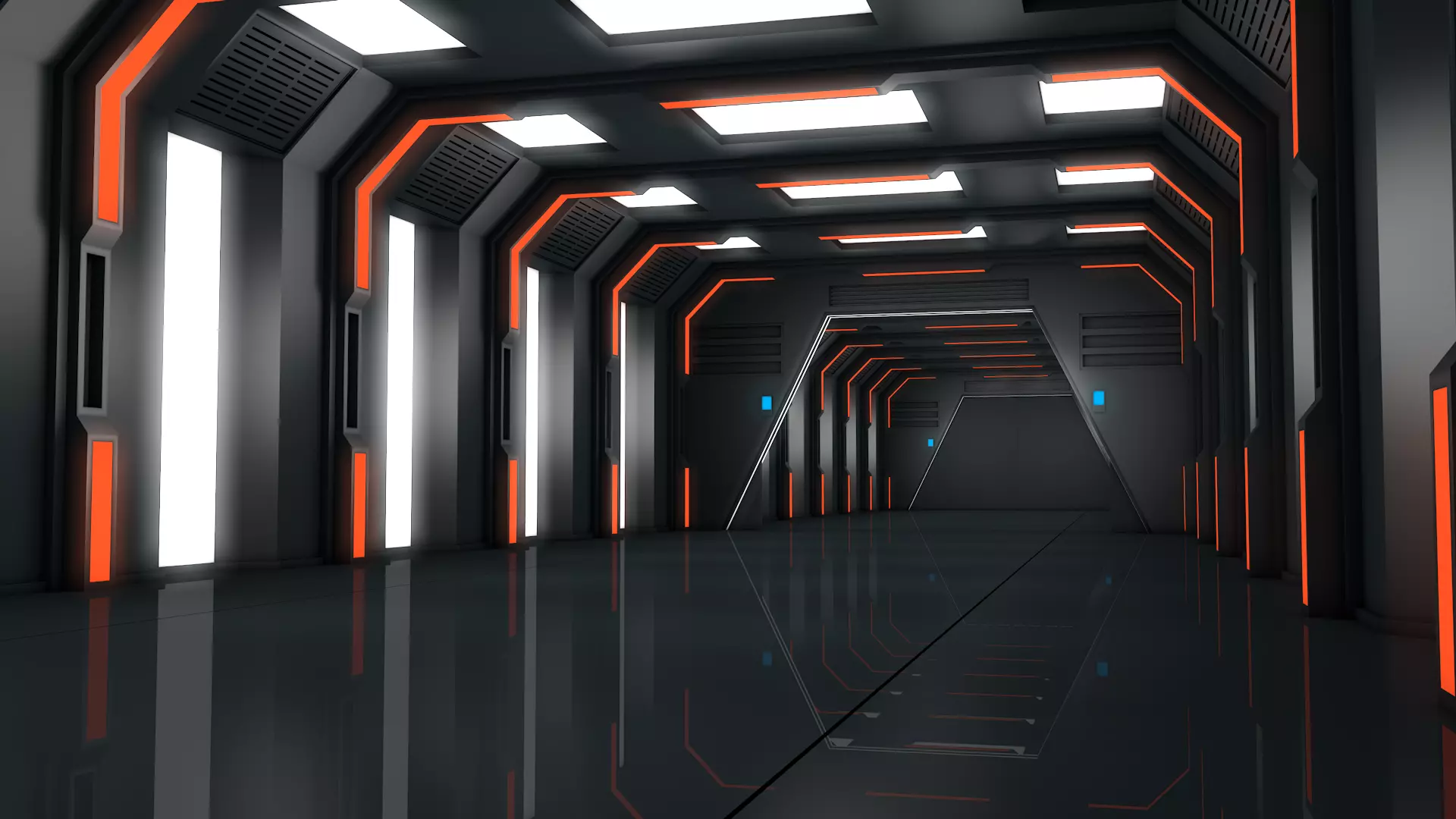 Low Poly Sci Fi Corridor  3D model_2