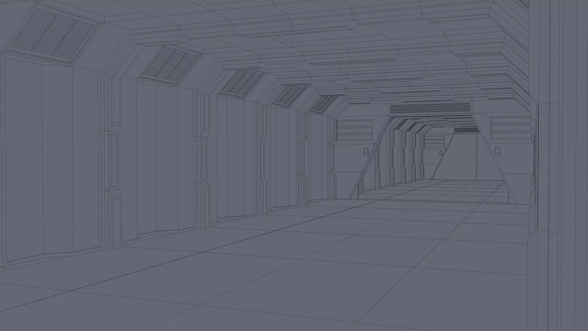 Low Poly Sci Fi Corridor  3D model_11