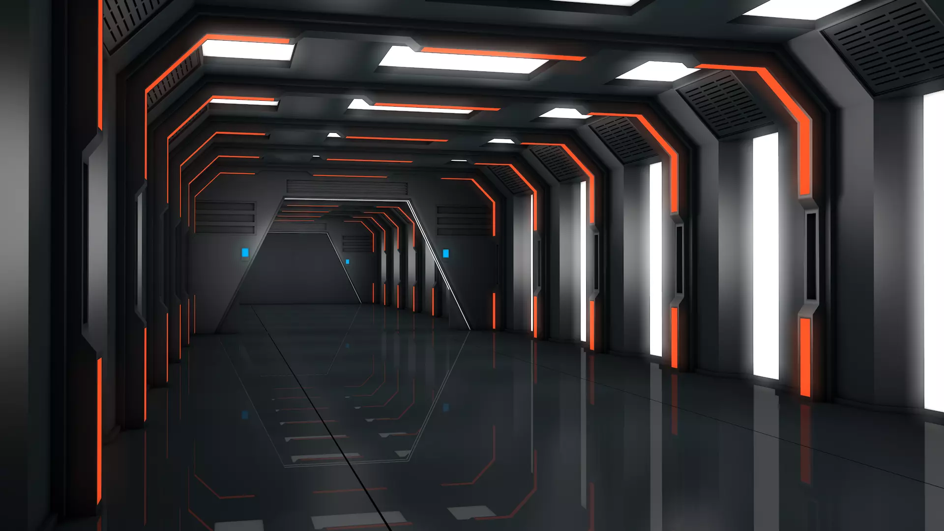 Low Poly Sci Fi Corridor  3D model_3