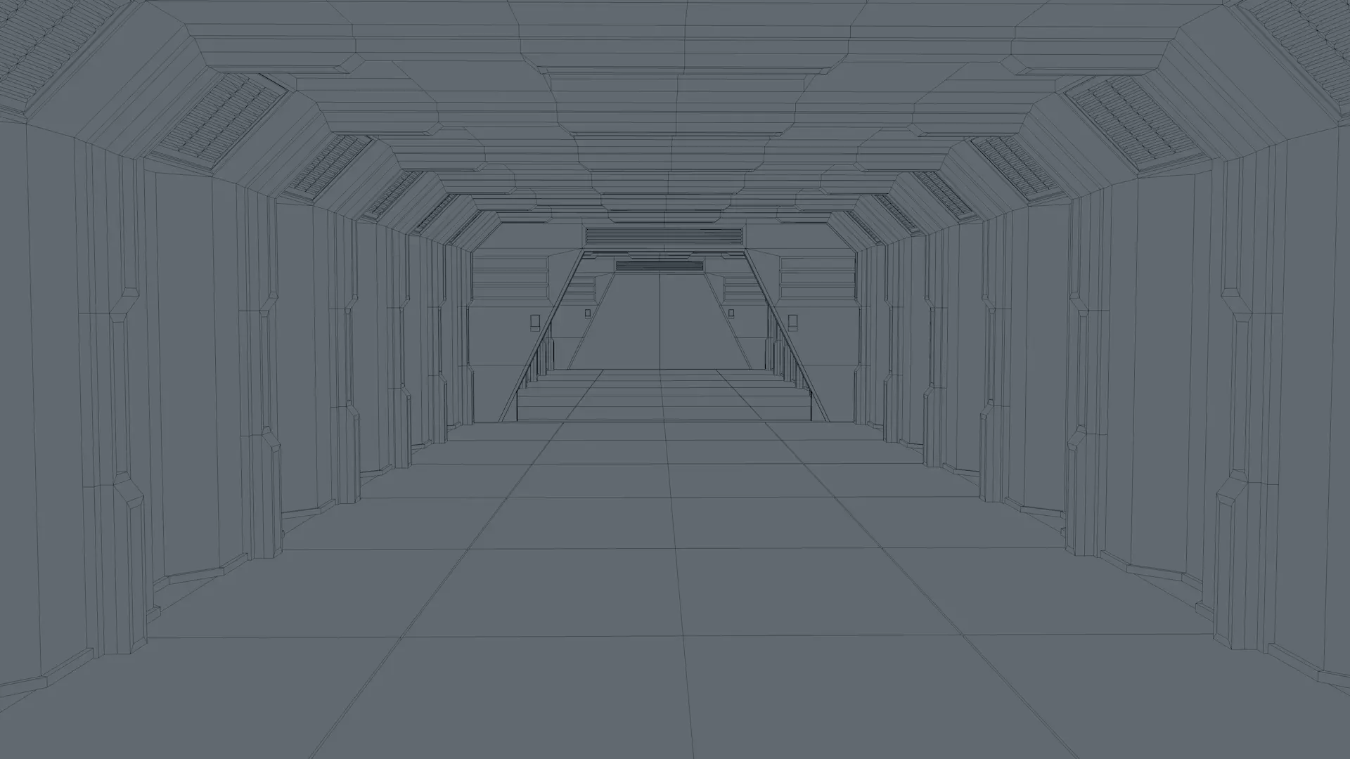 Low Poly Sci Fi Corridor  3D model_10