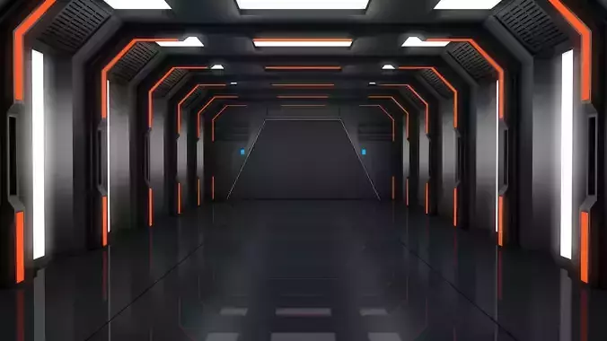 Low Poly Sci Fi Corridor  3D model