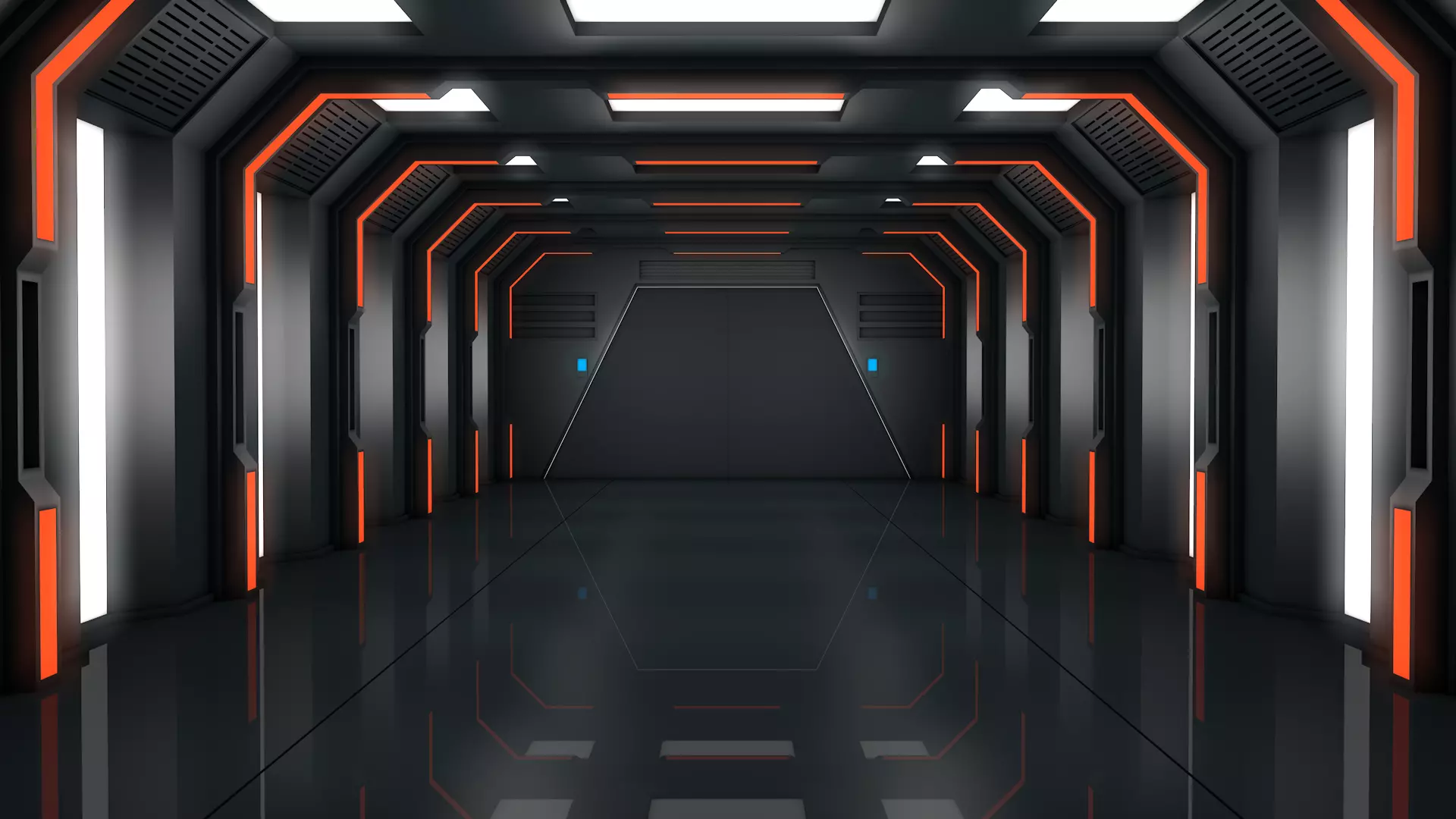 Low Poly Sci Fi Corridor  3D model_0