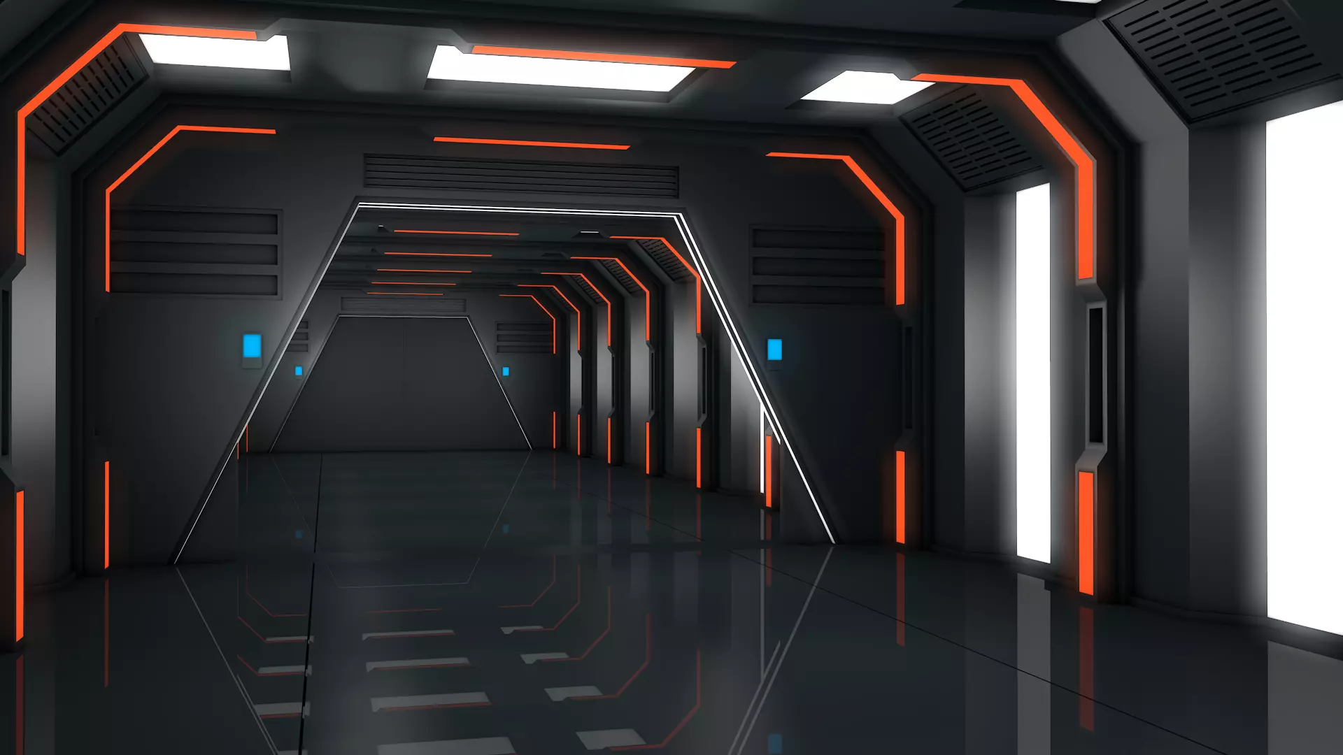 Low Poly Sci Fi Corridor  3D model_4