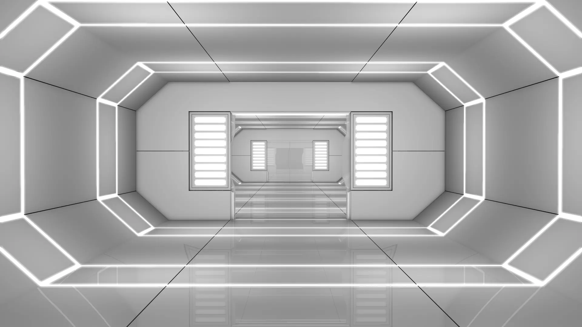 Low Poly Sci Fi Corridor 3D model_1