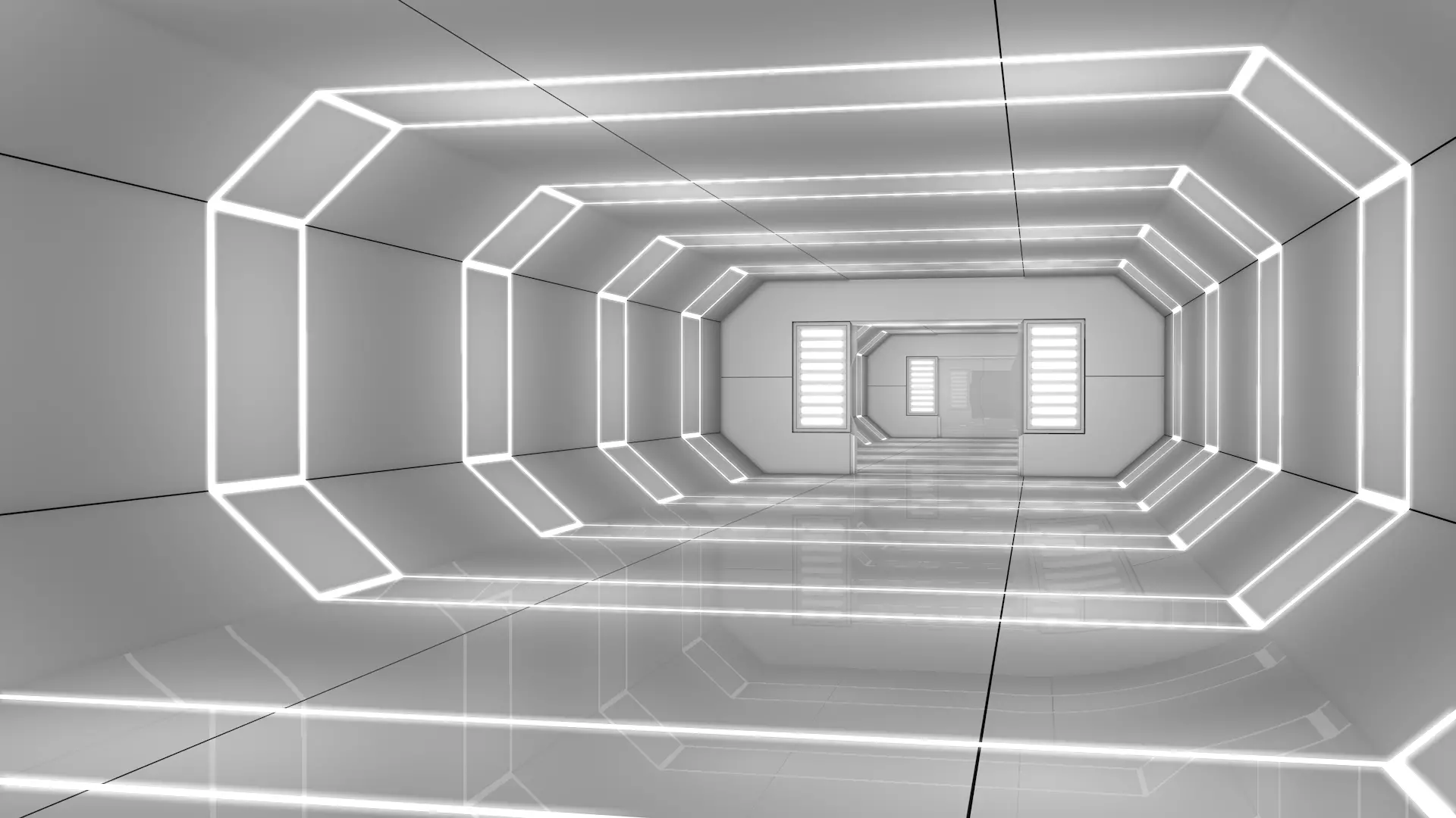 Low Poly Sci Fi Corridor 3D model_2