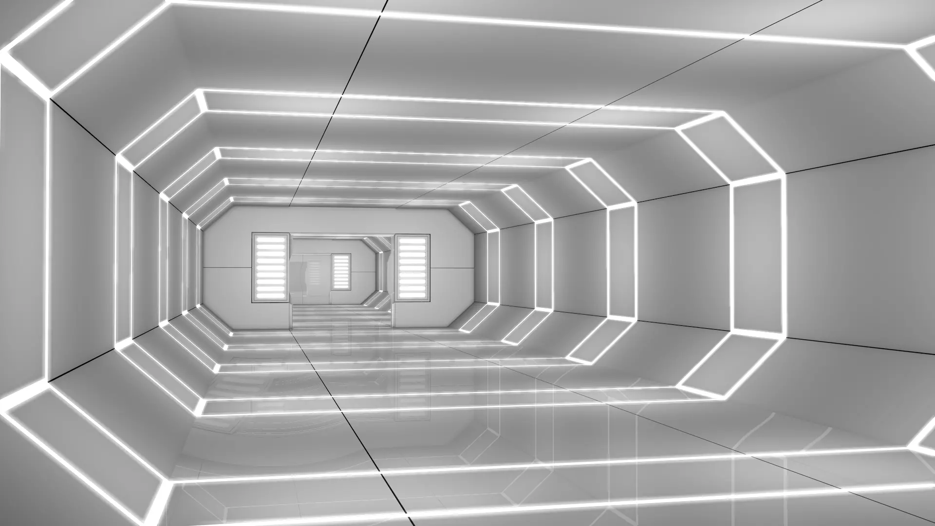 Low Poly Sci Fi Corridor 3D model_3