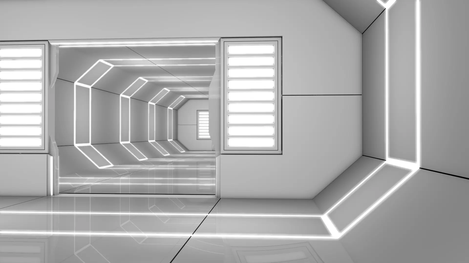 Low Poly Sci Fi Corridor 3D model_5