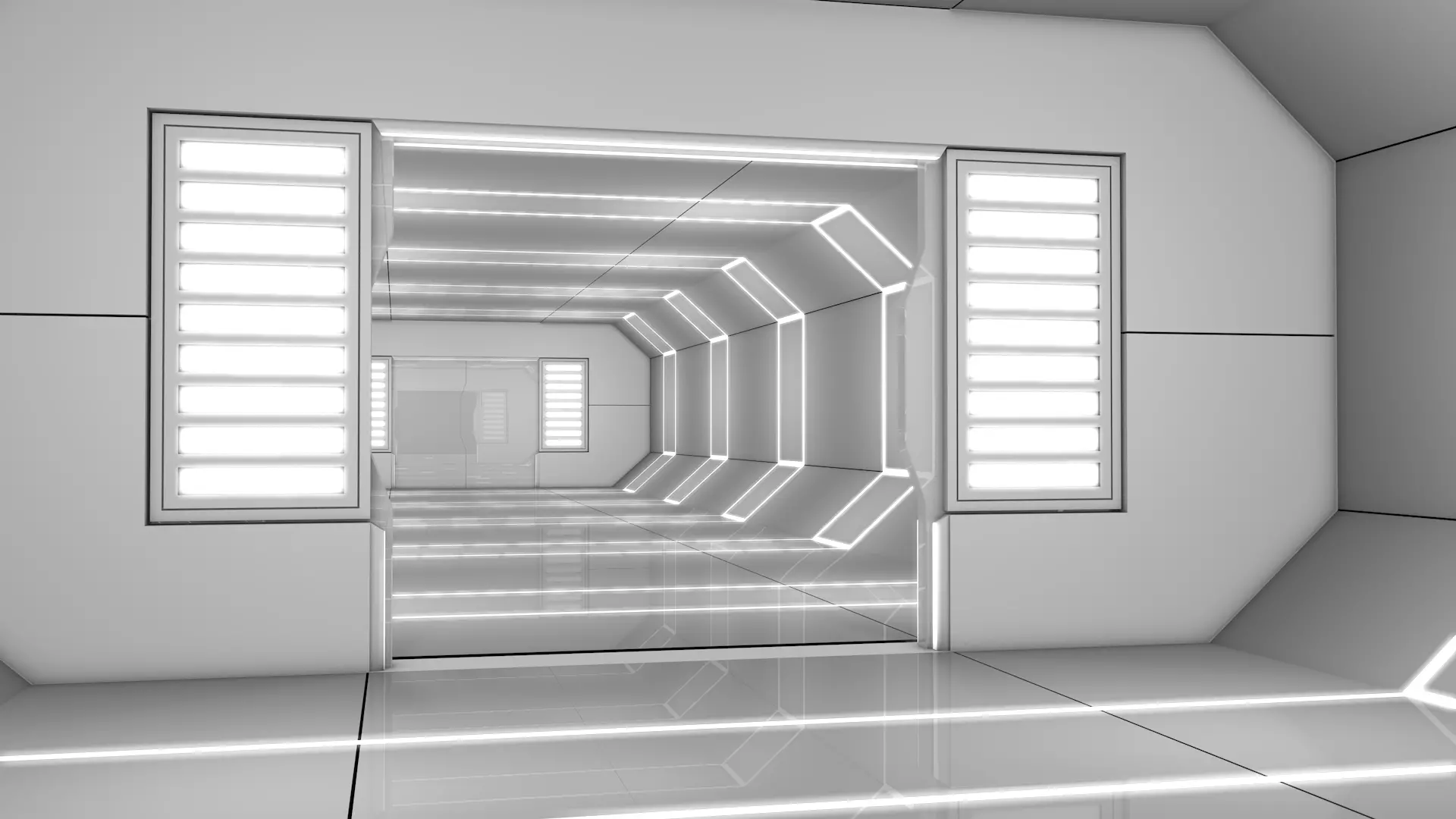 Low Poly Sci Fi Corridor 3D model_4