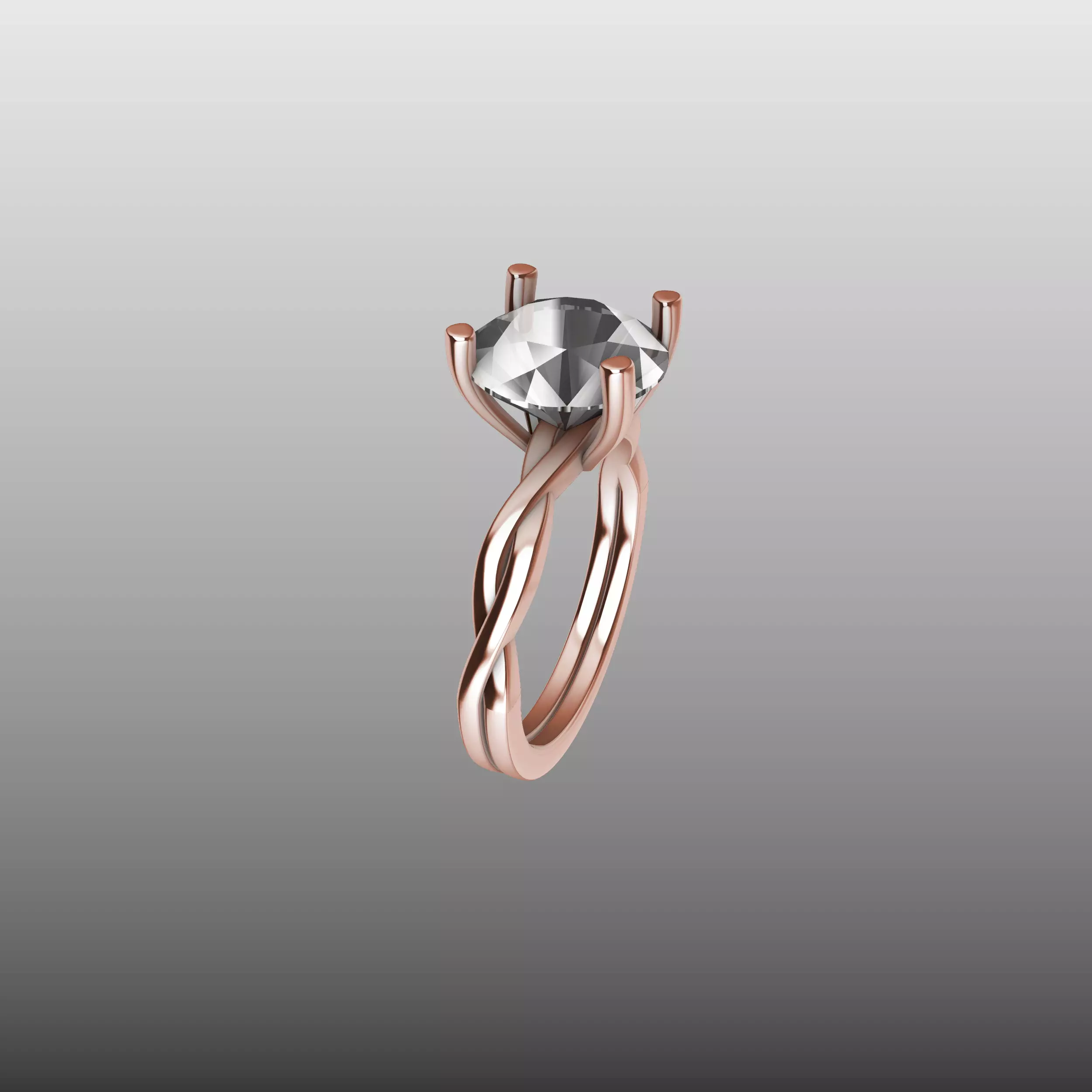 Designer Twist Shank Engagement Ring 3D print model_6