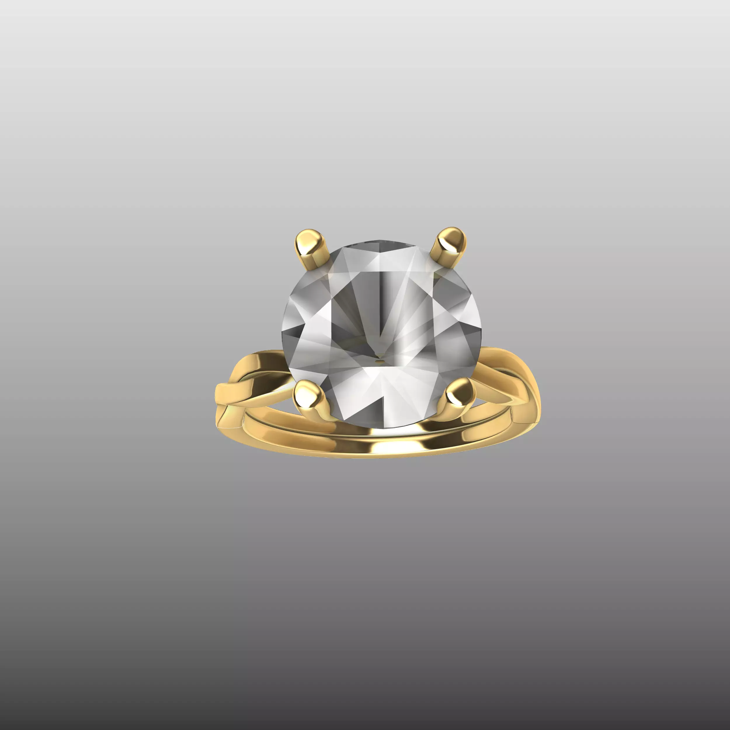 Designer Twist Shank Engagement Ring 3D print model_2